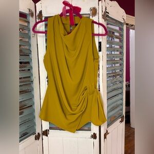 ZARA Mustard Yellow Draped Sleeveless Blouse Size Small